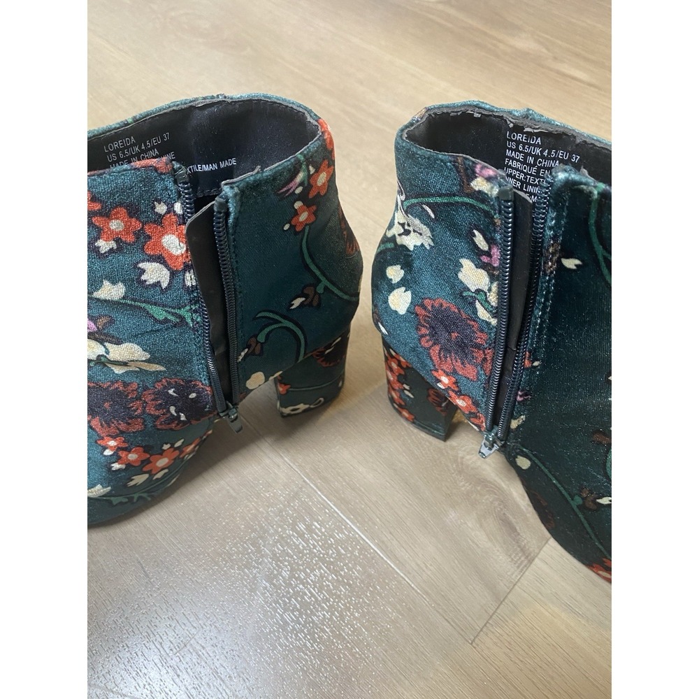Just Fab Loreida Emerald Green Floral Multicolored Bootie Women's 6.5 - Picture 9 of 10
